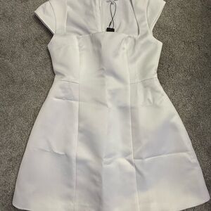 Fashion Nova White Cap Sleeve Fit-and-Flare Mini Dress